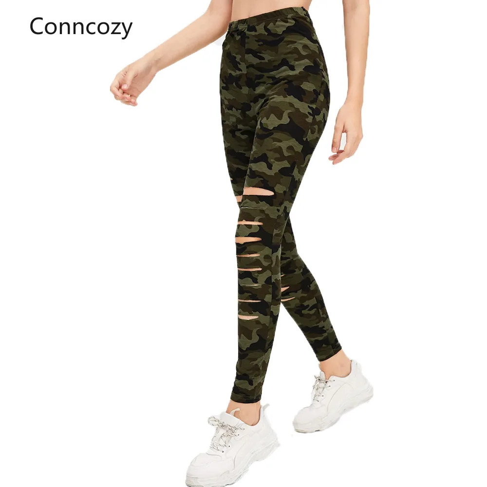 

Leggings Tight-fitting Women's Fashion Camouflage Print Tight-fitting Casual Ripped Leggings High-waist Women's Leggings 2021