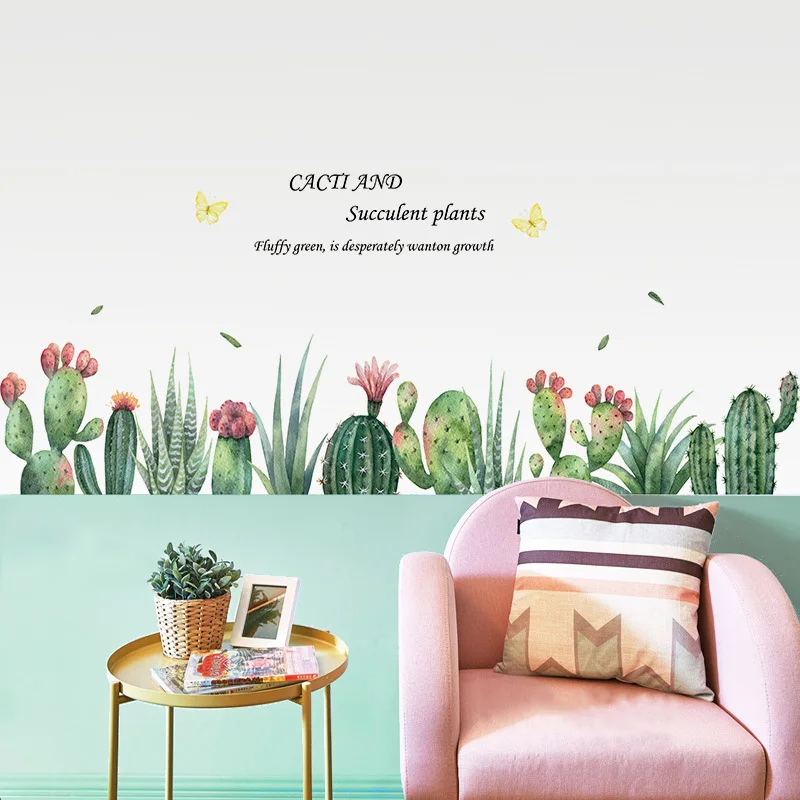 

Green Plant Wall Stickers Living Room Decoration Skirting Line Bedroom Study Self Adhesive Decal Mural