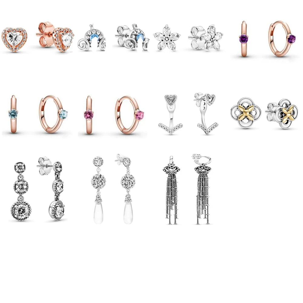 

Новый 2020 100% 925 стерлингового серебра Зимняя коллекция Сверкающие Снежинки серьги-гвоздики подходит «сделай сам»; Оригинальные женские модн...