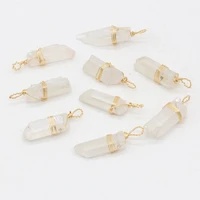 1pcs natural crystal clear quartzs semi precious stones pendant diy for charm necklace earring jewelry making size 10x30mm
