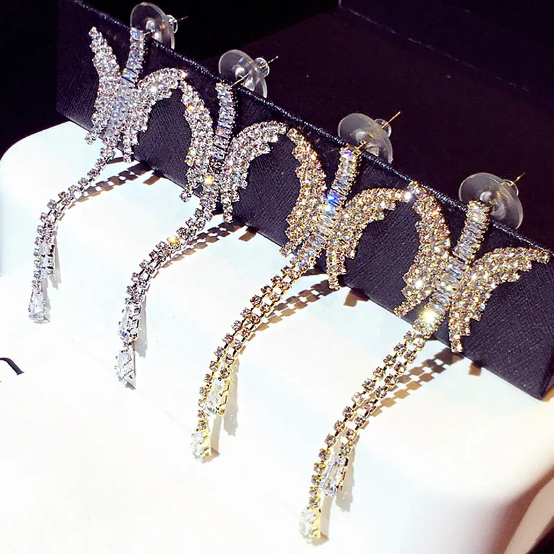 

2021 модные микро инкрустированные стразы серьги-бабочки темпераментные элегантные серьги-гвоздики для ушей деликатные роскошные женские у...