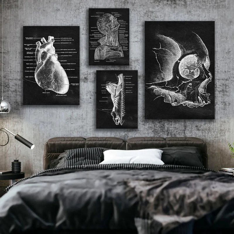 

Anatomy Art Human Heart Vertebral Skeleton Wall Art Canvas Painting Nordic Print And Poster Wall Picture For Doctor Office Decor
