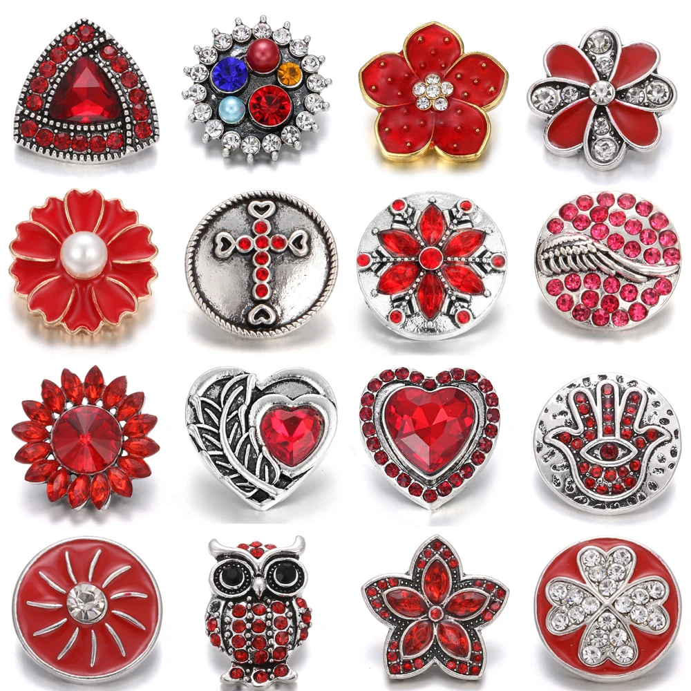 6 шт./лот смешанные красные стразы Любовь Сердце Сова 18 мм металлические кнопки
