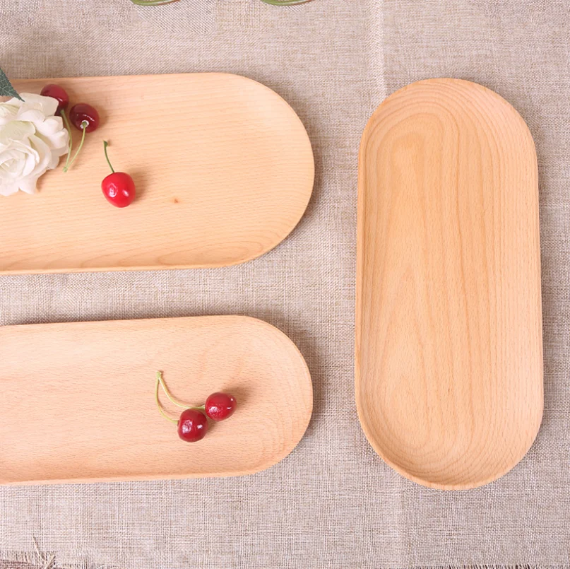 Technology Japanese Wooden Plate Beech Solid Wood Bread Serving Platter Snack Food Trays Sundries Jewellery Cashier Plates | Дом и сад