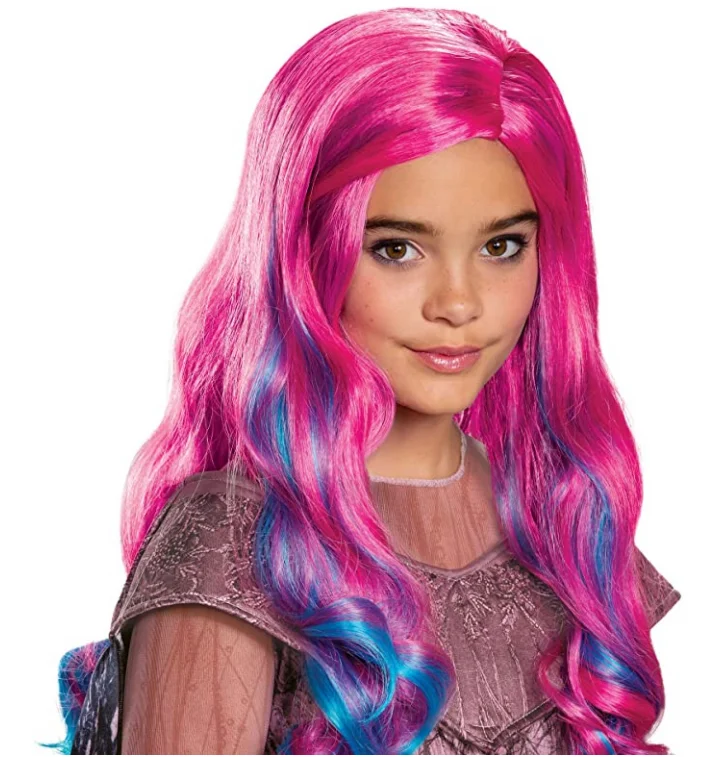 

cosplay wig Disguise Audrey Descendants 3 Girls long Wig Standard, pink and blue Descendants 3 Women Audrey Wig Mixed colors