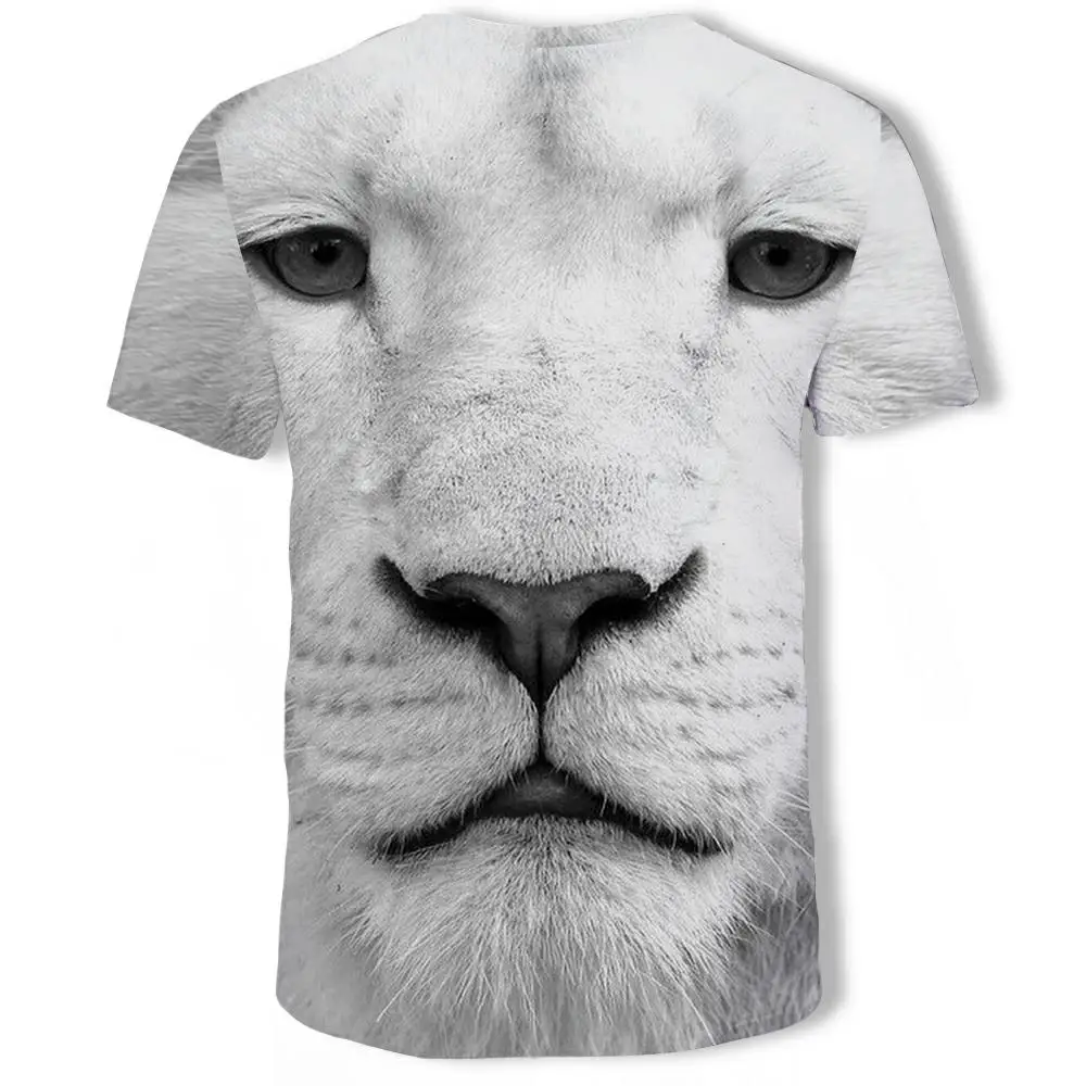 

Tiger Sitting Pattern Summer T-Shirt 3D Printed Boys' Fashion Harajuku Top Summer Men's Casual Round Neck