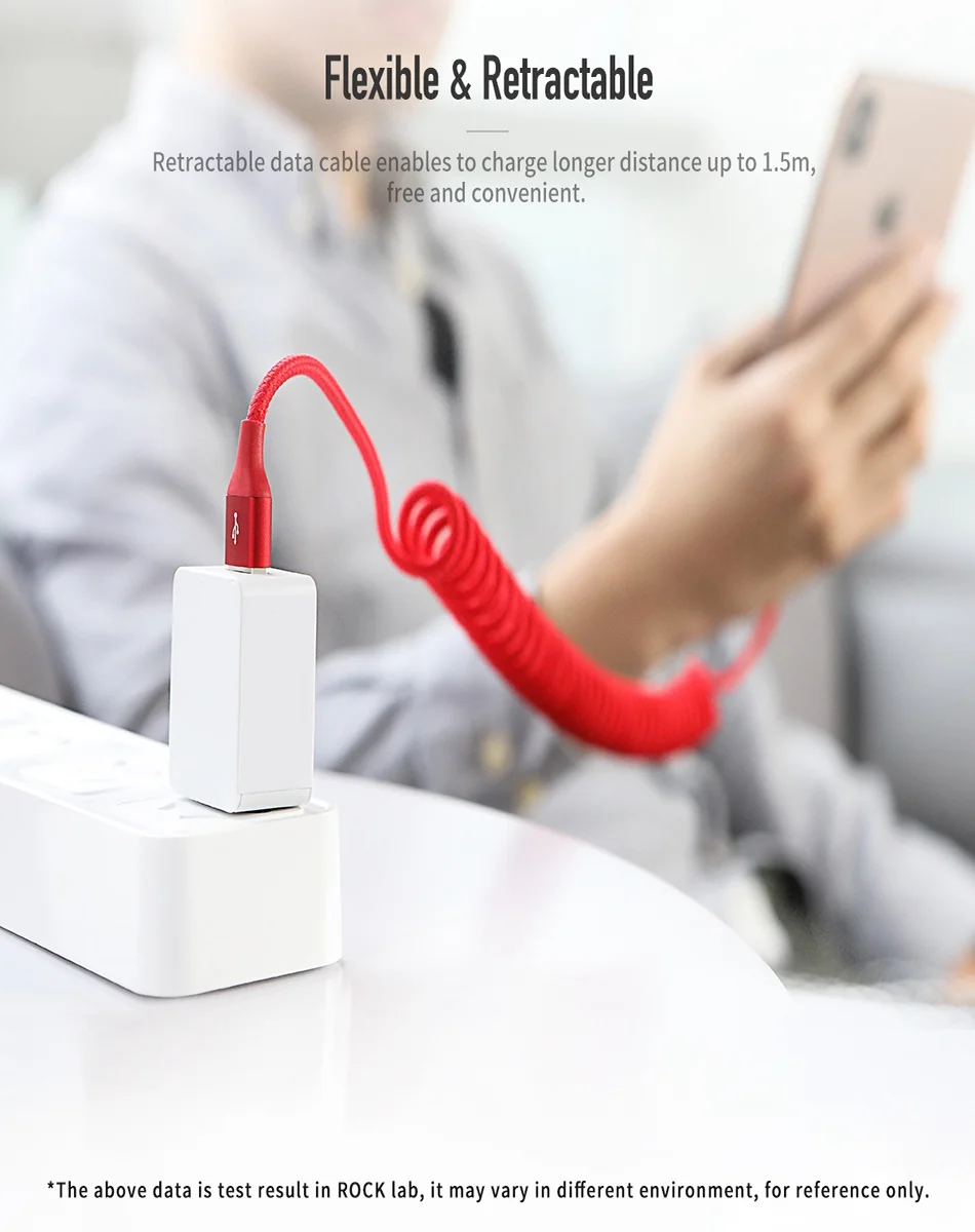 ROCK 2.1A USB кабель для iPhone XS Max, кабель для быстрой зарядки и передачи данных 1,5 м для iPhone X 8 7 6 5 5S SE, usb-кабель для освещения