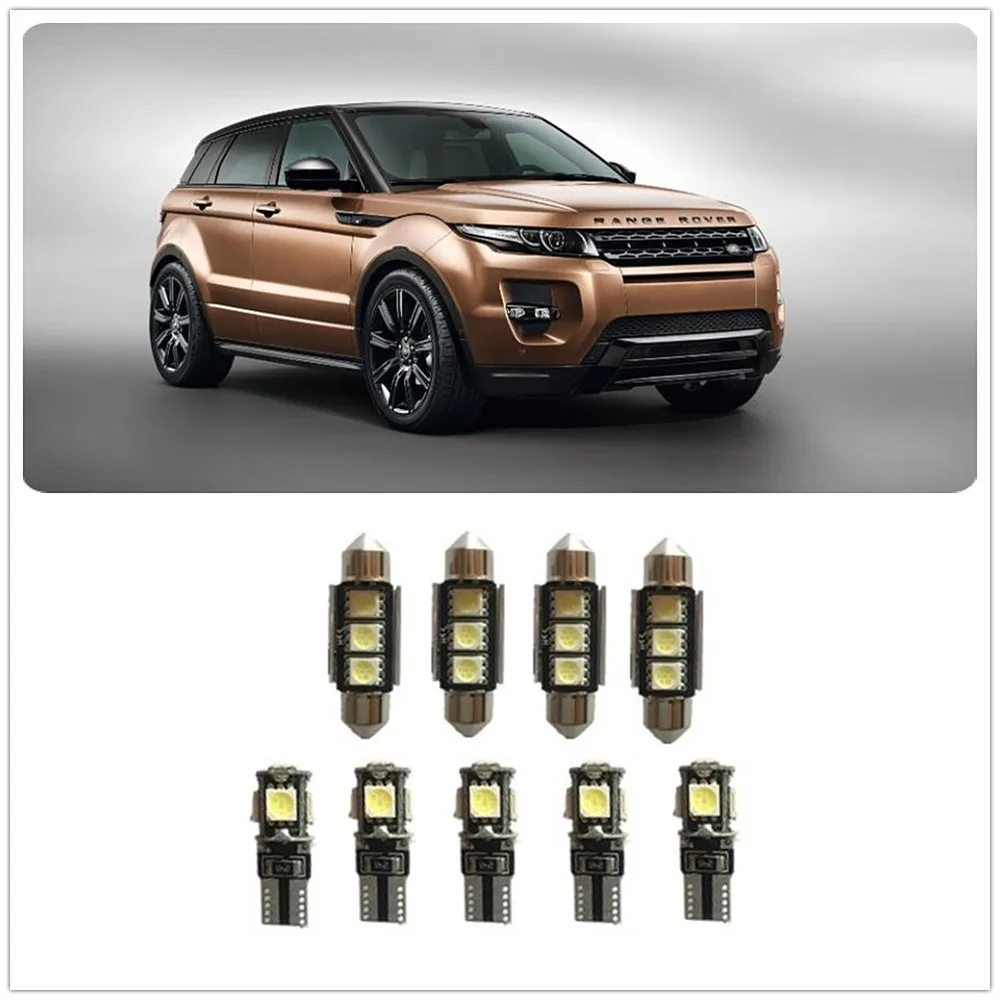 Комплект белых посылка ных ламп для салона Land Rover Defender Discovery LR2 LR4 Range Evoque 1990-2019 9 шт. |