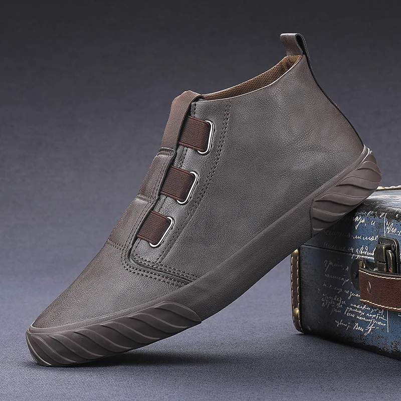 Мужские Нескользящие кроссовки из натуральной кожи на шнуровке | Обувь