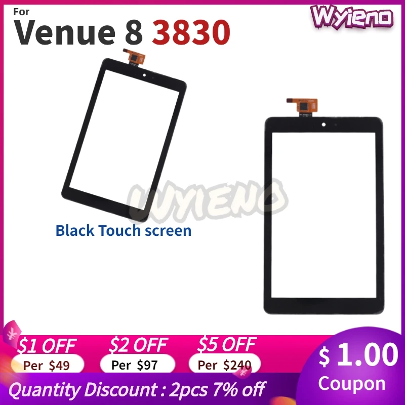 

Wyieno Black Sensor For Dell Venue 8 3830 Touch Screen Digitizer Glass Outer Front Panel + Tracking