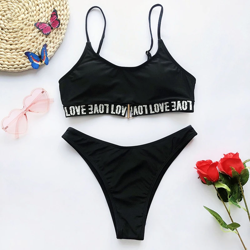

Sports Bikini Set Separate Swimsuit Two Piece Swim Suits Letter Printed Swimming Suit For Women Sexy Swimsuits Bathing Suit 2020