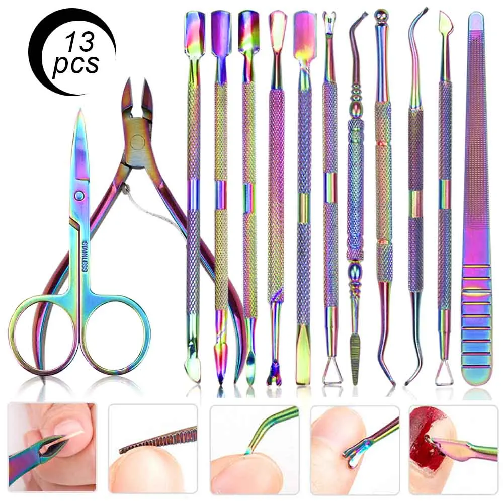 Щипцы для кутикулы ногтей Радужный титановый клипер ножницы удаления