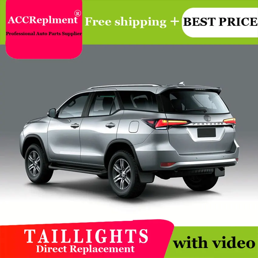 

Car Styling for Toyota Fortuner Taillights 2017-2019 for Fortuner LED Tail Lamp+Turn Signal+Brake+Reverse LED light