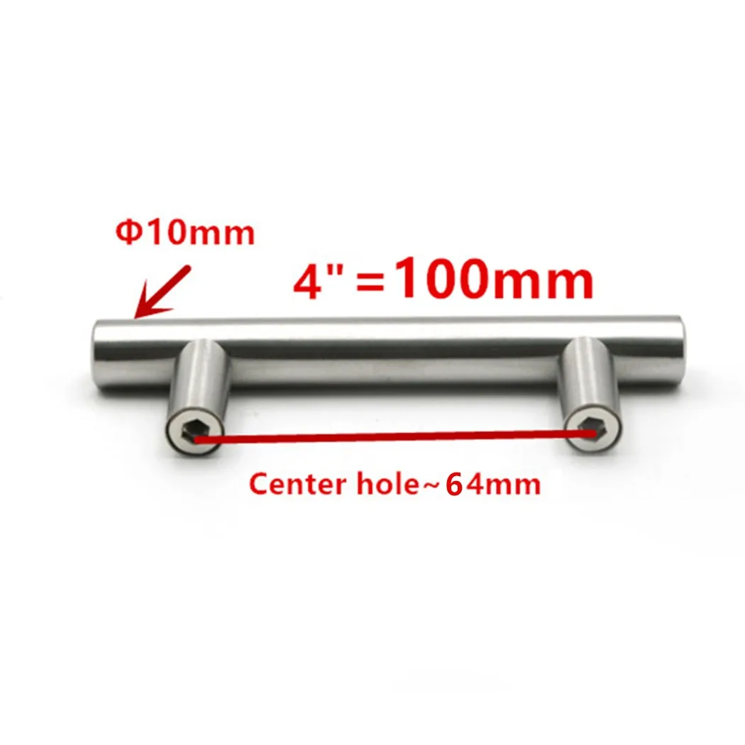 

2~14Inch Cabinet Pulls Stainless Steel Silver Wardrobe Door Knob T-type Drawer Pull Handle With Screws Hardware Furniture Tools