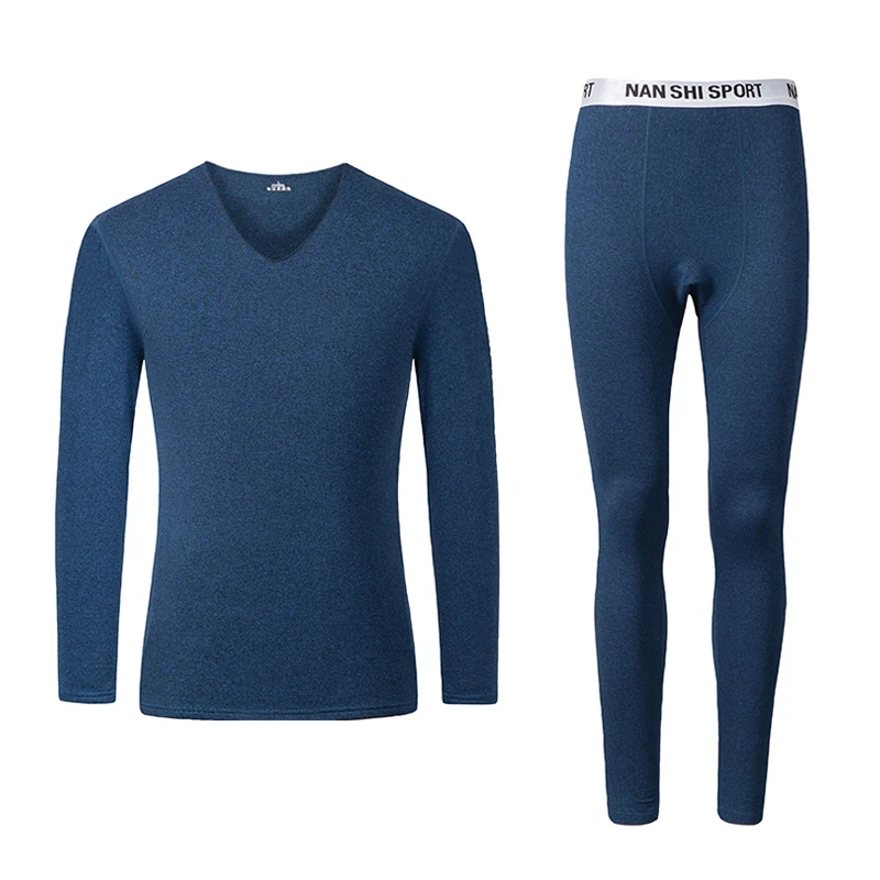 

2020 Winter Fashion Men's Casual Thickened Plus Velvet Thermal Underwear Tops Suits 2 Pieces Set Warm Long Johns Thermal Bottoms