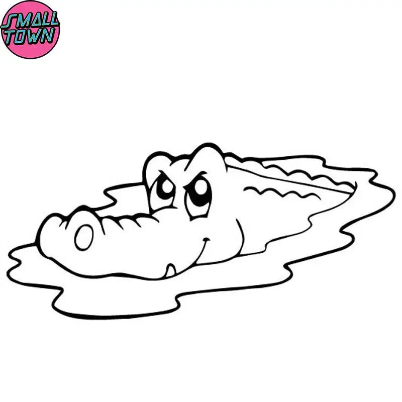 

Small Town 17.1CM*7.8CM Crocodile In Water Decorate Car Sticker Vinyl Decal Car Trunk Accessories Black/Silver C4-1435