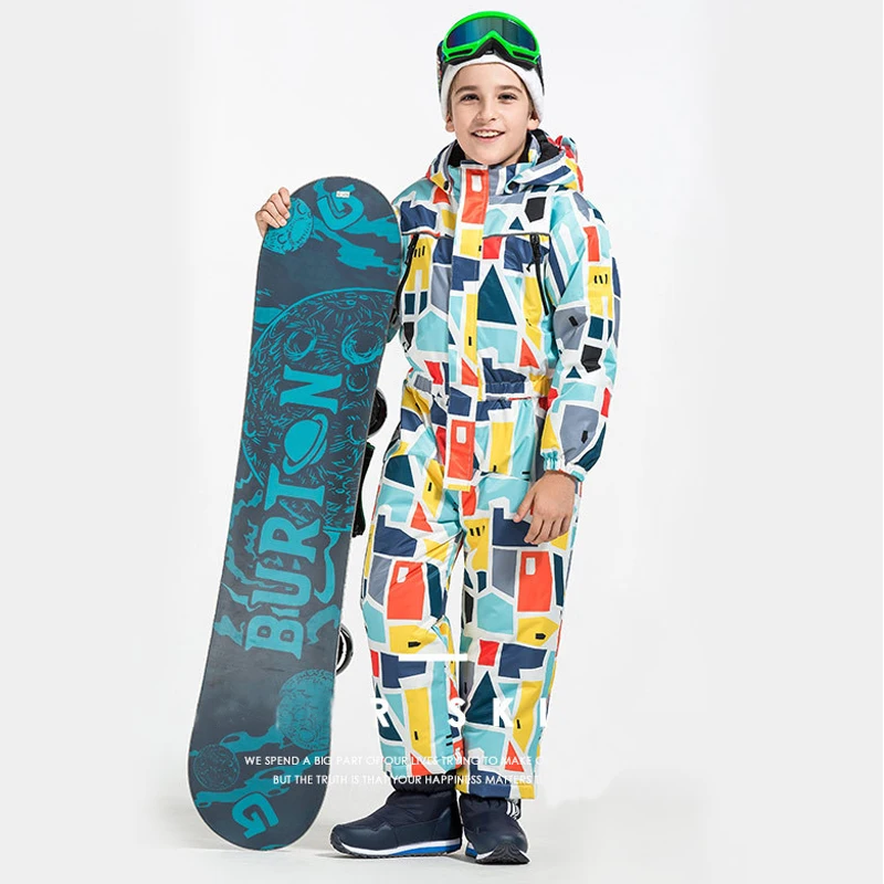 2021 Ski Suit for Children Hooded Warm Boys Rompers Snowboarding  Sport Winter Girls Skiing Suits Waterproof Snow Clothes