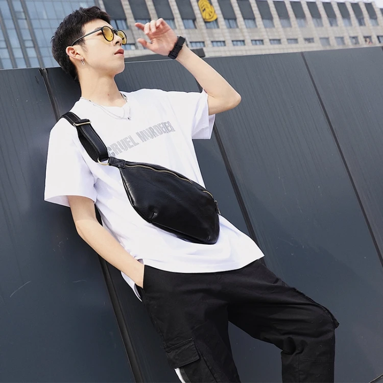 

2021 New Men Leather Waist Packs Travel Fanny Pack For Men Leather Waist Bag Male Belt Bag Multifunction Chest Bags