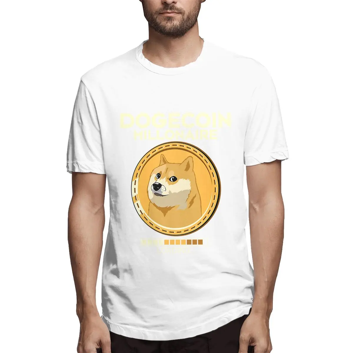 

Dogecoin Millionaire Loading Men Unique Tees Short Sleeve Round Collar Printed T Shirt