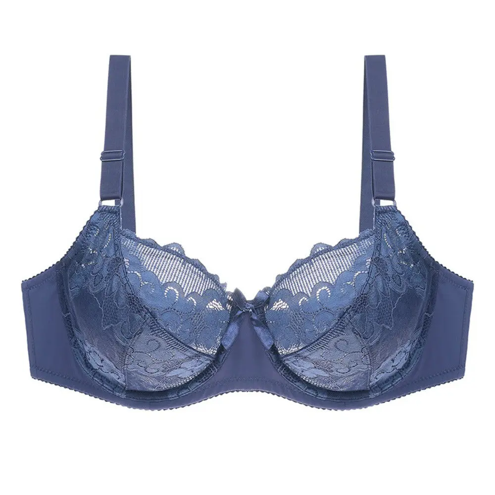 Women Bra Set Floral Lace Plus Size Female Lingeries Full Cup Unlined Bra and Panty Set Ultra Thin Panty 6 Colors C D DD E F