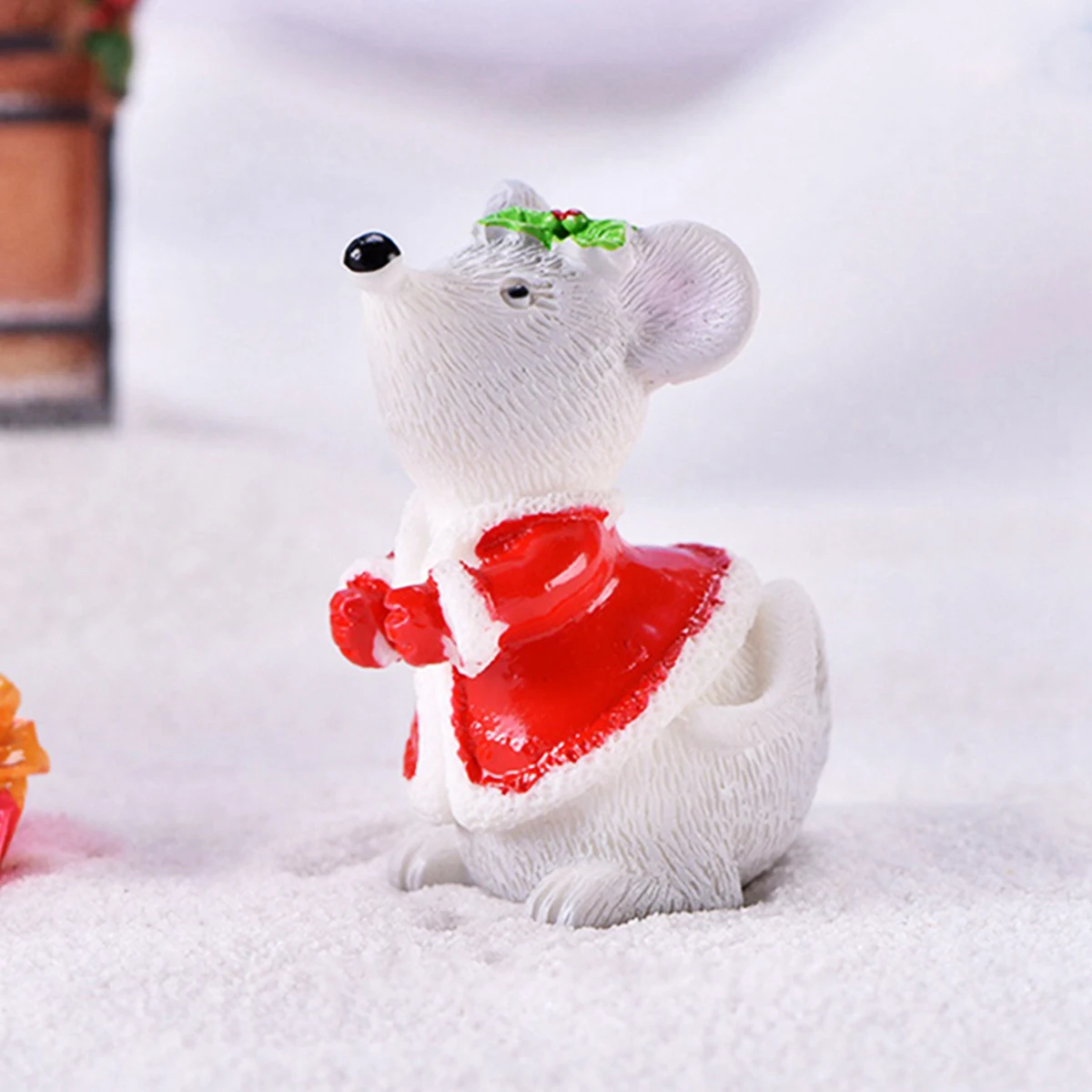 Милый Рождественский белый снег медведи мышь из зодиака крыса микро пейзаж мини