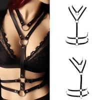 harajuku lingerie punk leather harness for women black sexy body tops cage bra bralette bondage chest exotic goth accessories