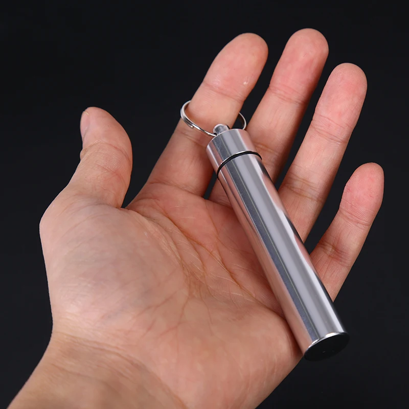 

1PC Detachable Key Chain Medicine Pill Bottle Box Waterproof Aluminum Storage Case Medicine Container Box Health Care
