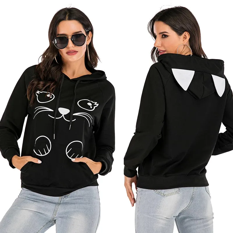 Толстовка женская с капюшоном тонкая Повседневная Свободная Милая кофта длинным