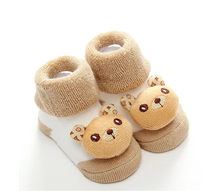 3 Pairs 0-18M Socks Newborn Baby Children Cartoon Girls Boys Anti-Slip Slipper Shoes Boots Autumn Winter | Детская одежда и обувь