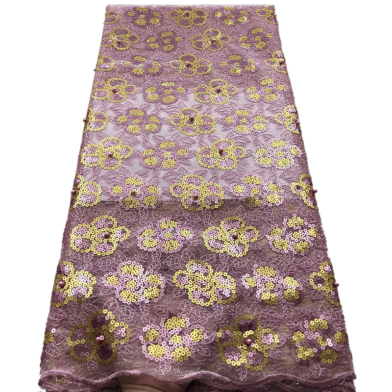 

Double layers net lace with beads and double-colors sequins dress Fabric HS198,Most popular high quality Tulle Lace Fabric