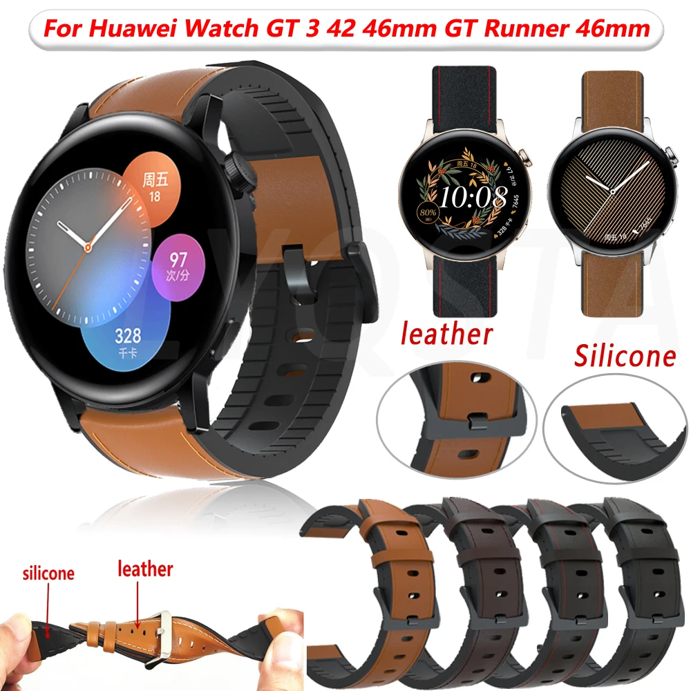 

Ремешок силиконовый для часов GT2, кожаный браслет для Huawei Watch GT 3/GT3 42 46 мм/GT Runner 46 мм/GT 2 GT 46 мм, 20 22 мм
