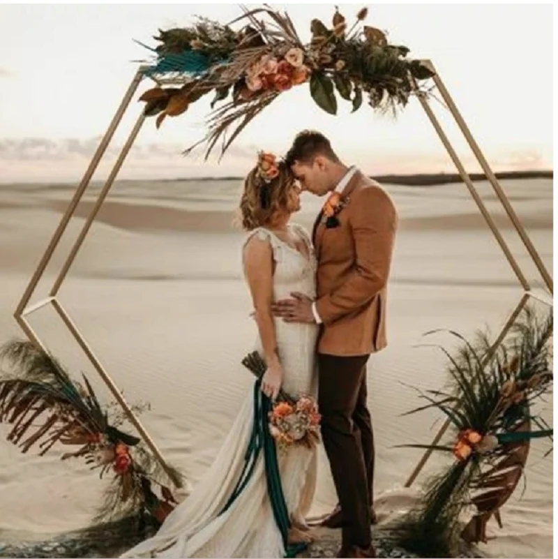 

Wedding props iron art hexagonal frame geometric bilateral arch support background decoration wedding arch support birth party