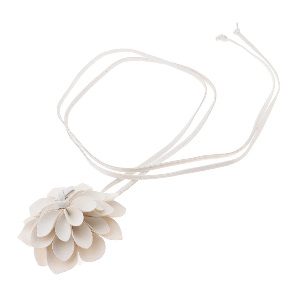 

200cm Women Flower Waist Belt Dress Decor PU Leather Waist Rope for Girls Ladies