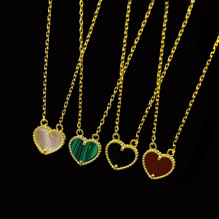 

Fashion necklace sweet personality heart shape shell copper inlaid with natural stone to send gifts for lover chain 2019 new hot