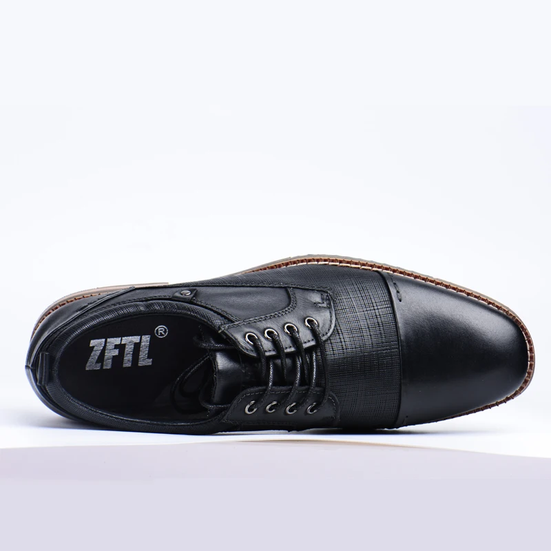 Мужская деловая обувь ZFTL черная из натуральной кожи на шнуровке в британском