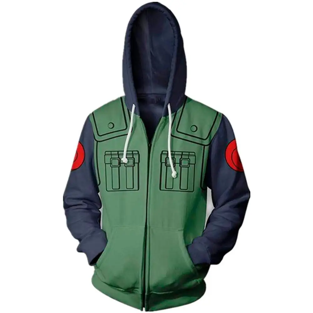 

New Fashion Harajuku Anime Sasuke Zip Men Hoodie 3D Print Hatake Kakashi Hoodies Streetwear Hoodies Sweatshirt Tops 2021