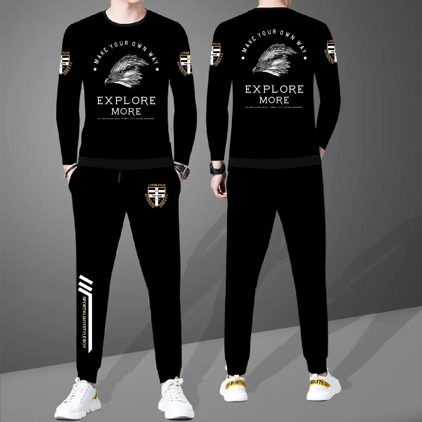 Warm clothes fall cotton outdoor sports wear leisure clothes suit for boys sports set of clothes