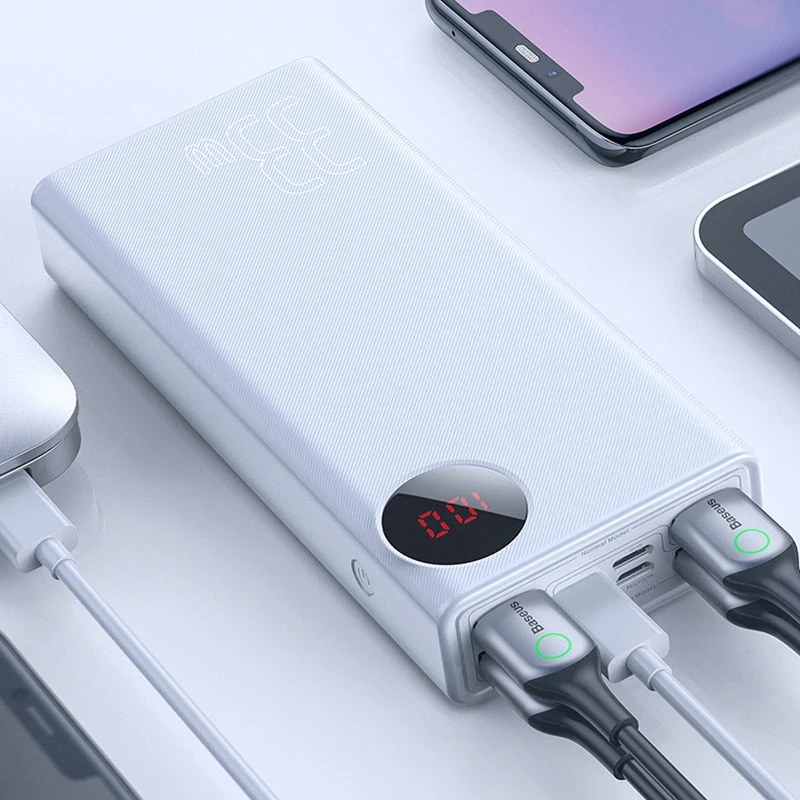 White Baseus Quick Charge 3,0 30000 мАч Внешний аккумулятор Тип C PD 30000 мАч Внешний аккумулятор портативное зарядное устройство для iPhone Xiaomi Mi - Цвет: White