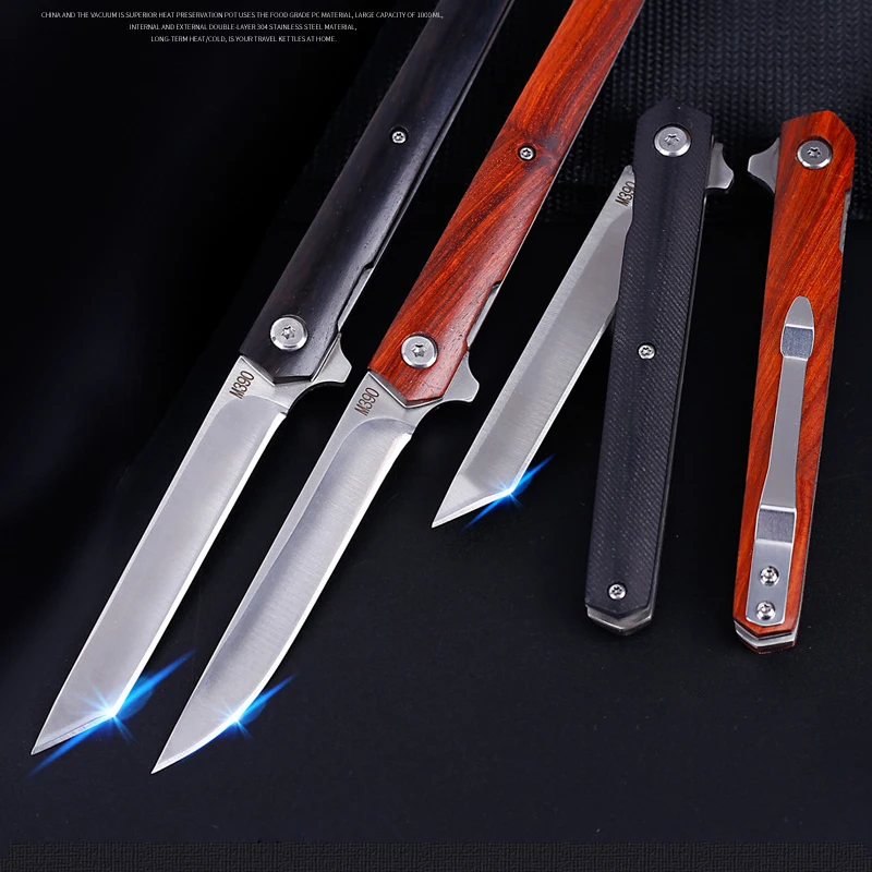 Высококачественный стальной складной нож M390 из сандалового дерева/рукоятка G10