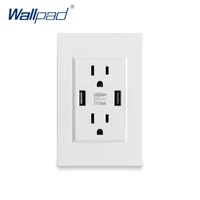 us socket with 2 usb port charger 5v 2100ma white wallpad luxury wall double usb electric power outlet pc panel