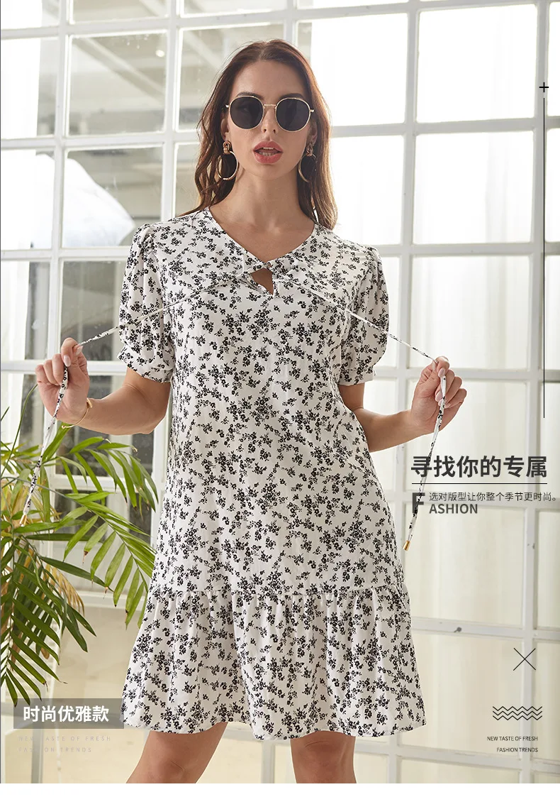 Платье WHZHM женское с оборками Пляжное шифоновое мини-платье коротким рукавом