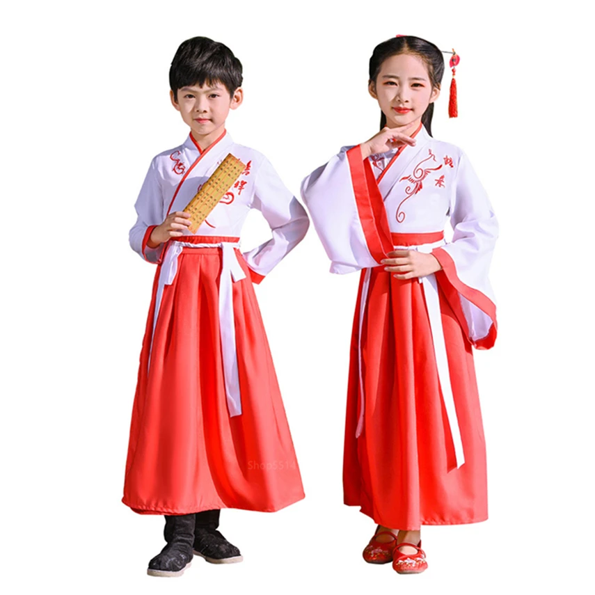 Подростковый 110 160 см Традиционный китайский национальный костюм Hanfu платье для