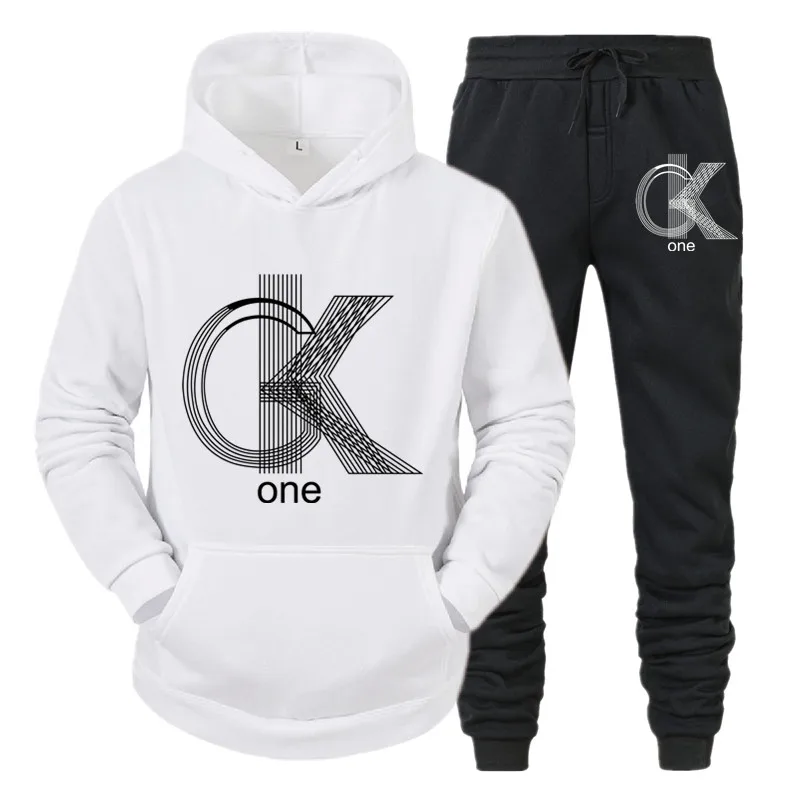 

New style hooded jumper OK letter print sweatshirt set, outdoor leisure sports body sense set
