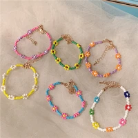 2021 new bohemian beads bracelets colorful flowers daisy cute beaded adjustable bracelet charm decor bracelet jewelry accessorie