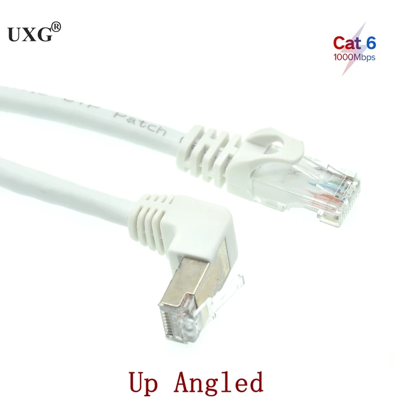 Белый Ethernet-кабель Cat6 RJ45 Прямоугольный сетевой кабель UTP Патч-корд 90-градусный