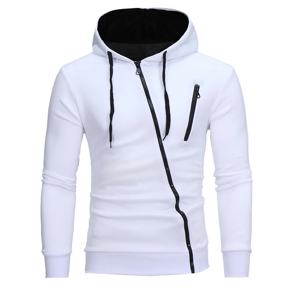 white Новинка, мужские толстовки,, Осенние, повседневные, с длинным рукавом, с капюшоном, свитшоты, на молнии, с капюшоном, толстовка, мужская, уличная одежда,# Zer - Цвет: white