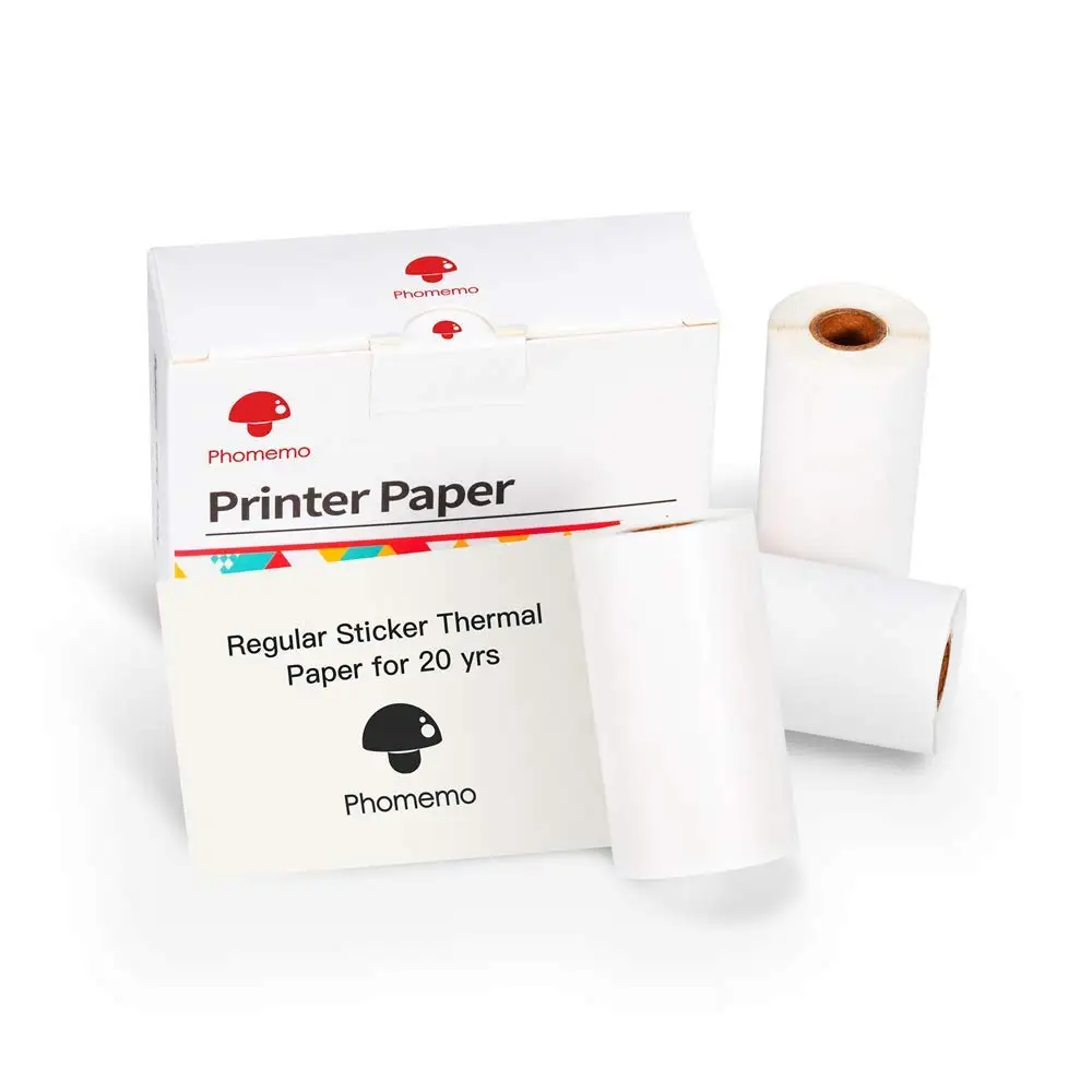 

3 рулона, 20 лет, белая термонаклейка Phomemo, самоклеящаяся бумага для Phomemo M02/M02 Pro/M02S Mini портативный принтер 50 мм x 3,5 м