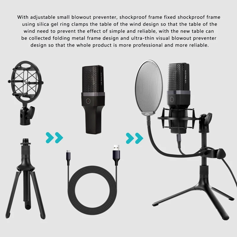 

Yanmai X1 Microphone, USB Capacitor Recording Game Clear Sound Quality Microphone for Live Broadcast, Online Lessons