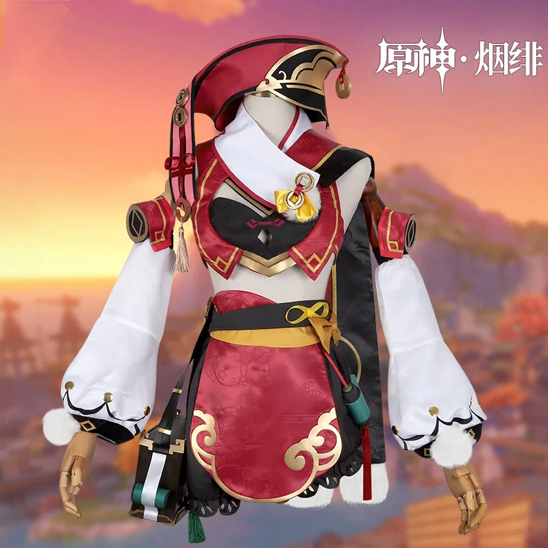 

Anime Genshin Impact Yanfei Game Suit Aestheticism Uniform Yan Fei Cosplay Costume Halloween Party Outfit For Women 2021 NEW