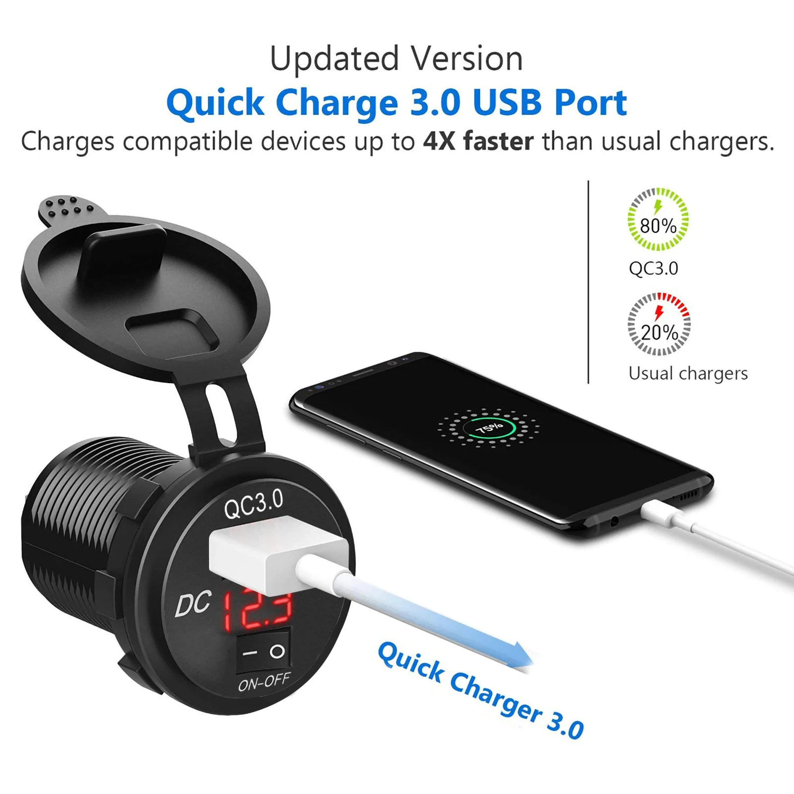 Универсальное водонепроницаемое автомобильное зарядное устройство SOONHUA QC 3 0 с